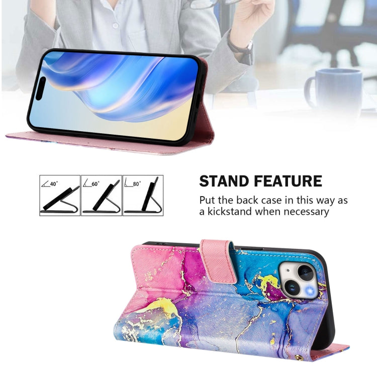 For iPhone 15 Art Colored Drawing Pattern Leather Phone Case