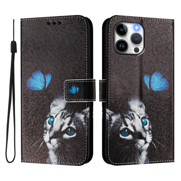 For iPhone 13 Pro Art Colored Drawing Pattern Leather Phone Case