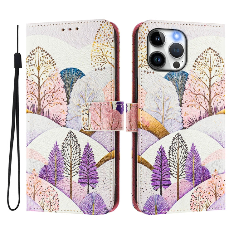 For iPhone 13 Pro Art Colored Drawing Pattern Leather Phone Case