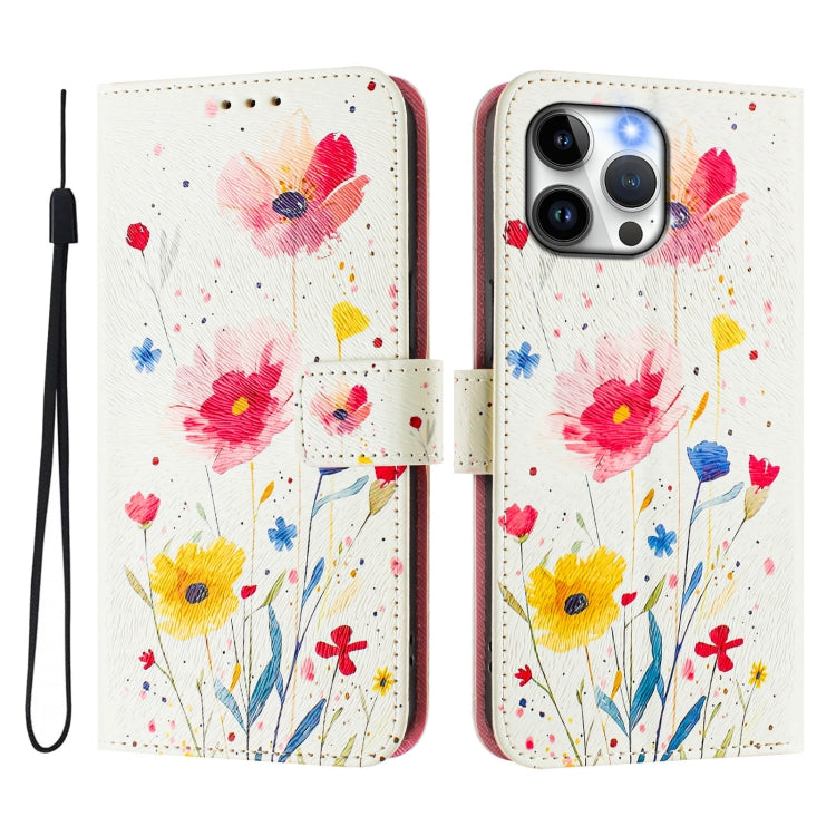 For iPhone 13 Pro Art Colored Drawing Pattern Leather Phone Case