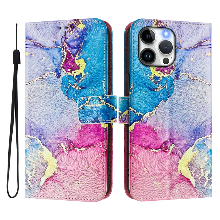 For iPhone 13 Pro Art Colored Drawing Pattern Leather Phone Case