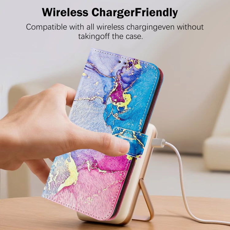 For iPhone 13 Pro Art Colored Drawing Pattern Leather Phone Case