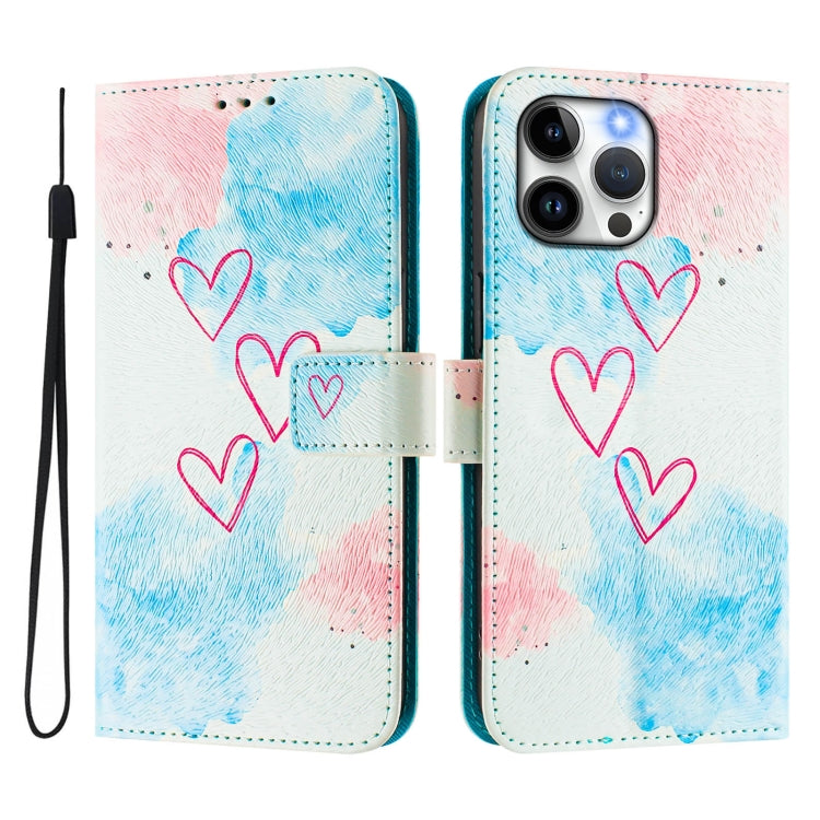 For iPhone 13 Pro Art Colored Drawing Pattern Leather Phone Case