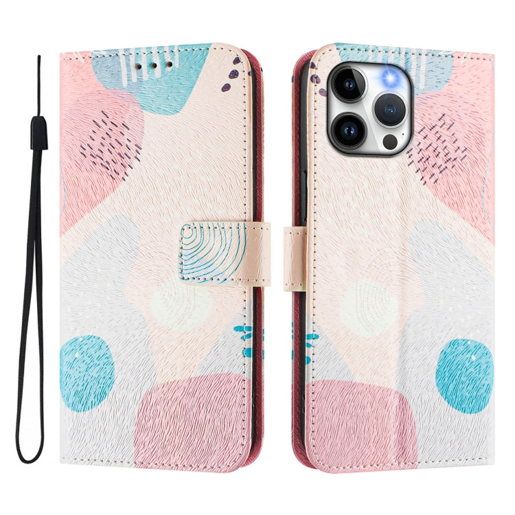 For iPhone 13 Pro Max Art Colored Drawing Pattern Leather Phone Case