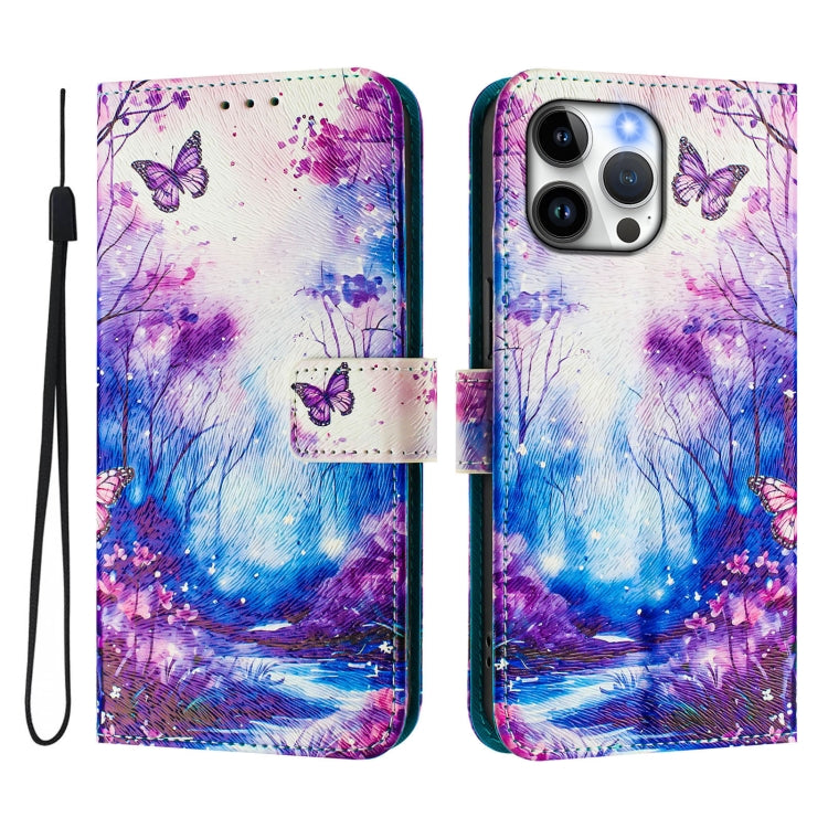 For iPhone 13 Pro Max Art Colored Drawing Pattern Leather Phone Case