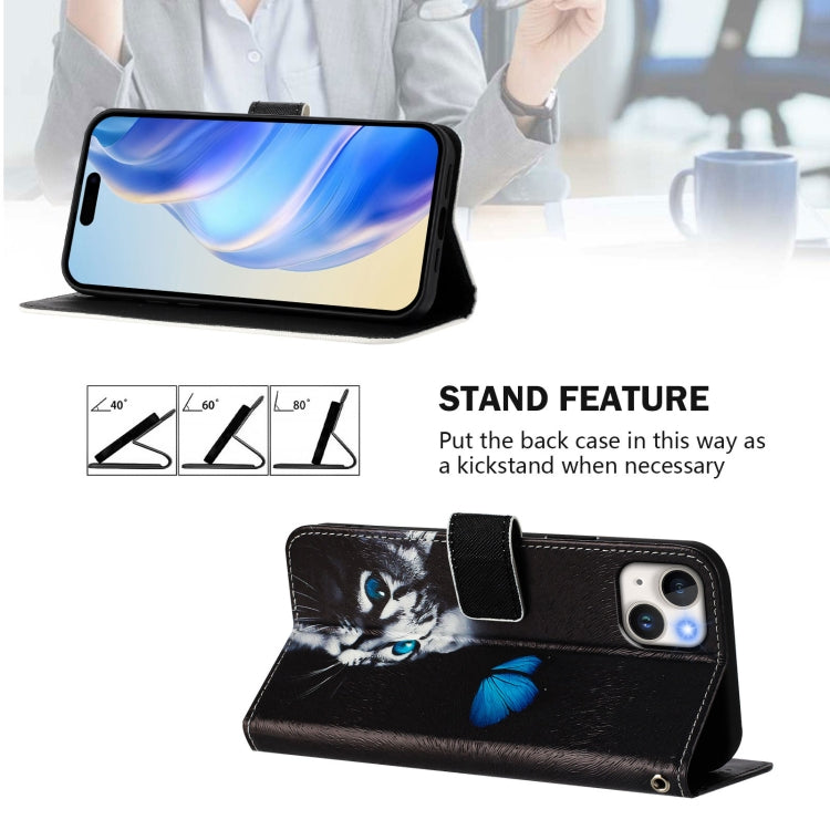 For iPhone 14 / 13 Art Colored Drawing Pattern Leather Phone Case