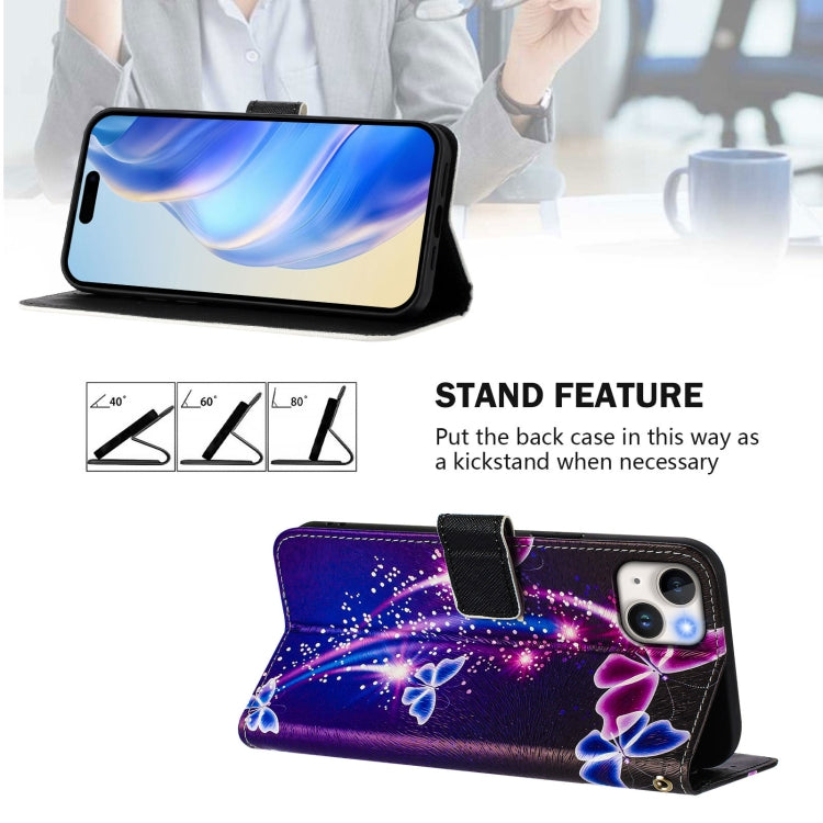 For iPhone 14 / 13 Art Colored Drawing Pattern Leather Phone Case