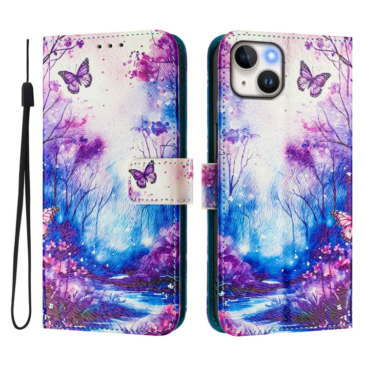 For iPhone 14 / 13 Art Colored Drawing Pattern Leather Phone Case