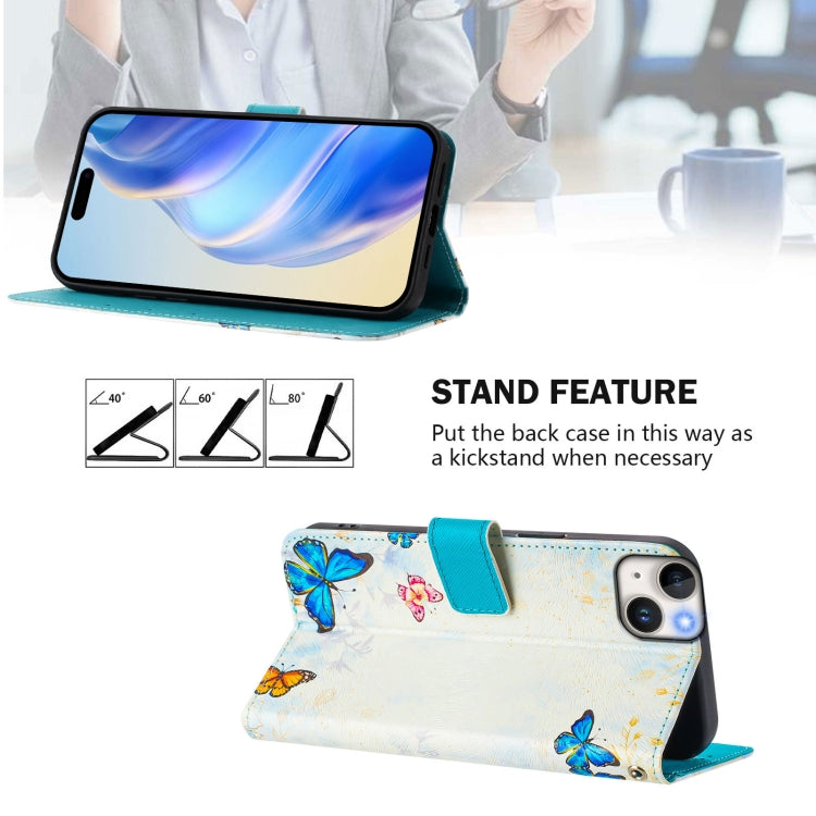 For iPhone 14 / 13 Art Colored Drawing Pattern Leather Phone Case