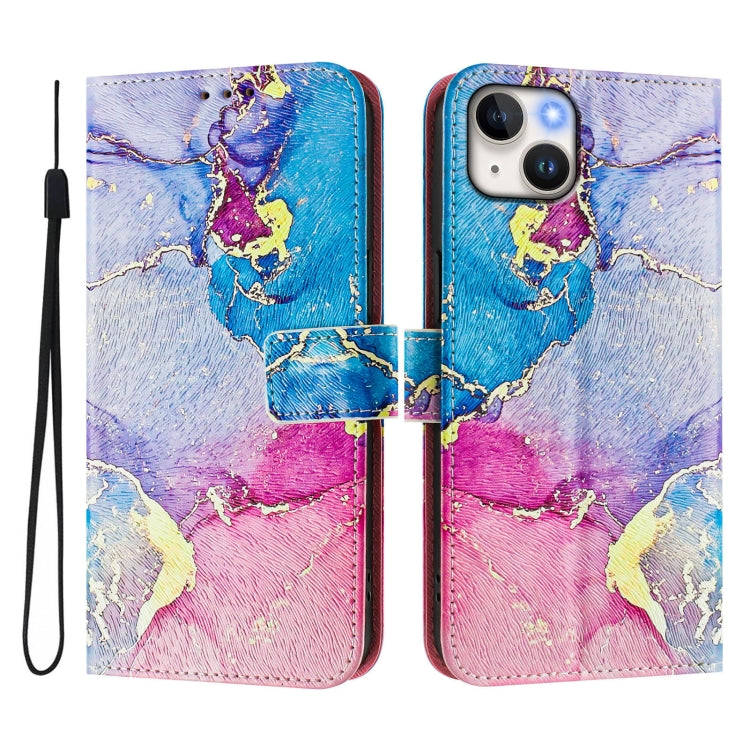 For iPhone 14 / 13 Art Colored Drawing Pattern Leather Phone Case