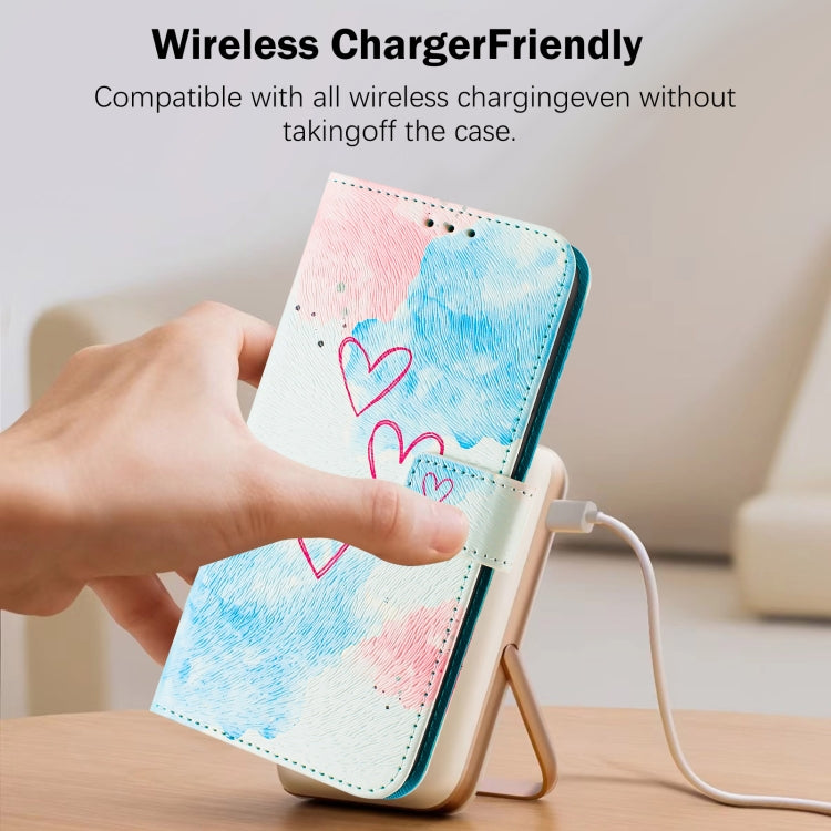 For iPhone 14 / 13 Art Colored Drawing Pattern Leather Phone Case