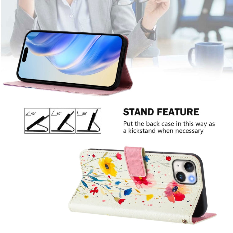 For iPhone 14 Plus Art Colored Drawing Pattern Leather Phone Case
