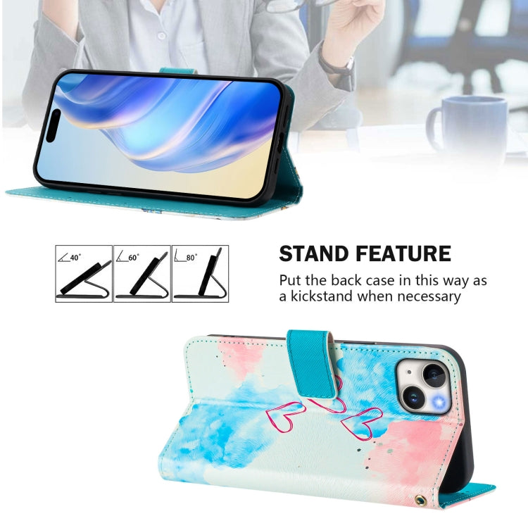 For iPhone 14 Plus Art Colored Drawing Pattern Leather Phone Case