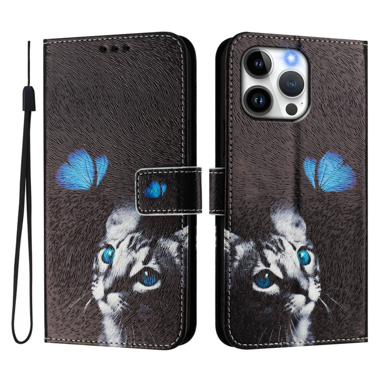 For iPhone 14 pro Art Colored Drawing Pattern Leather Phone Case