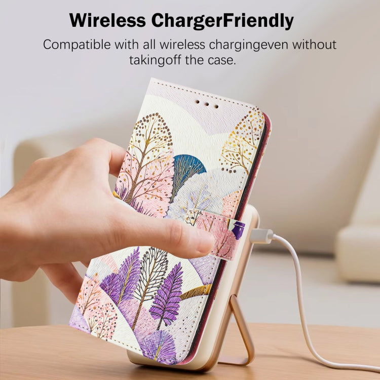 For iPhone 14 pro Art Colored Drawing Pattern Leather Phone Case