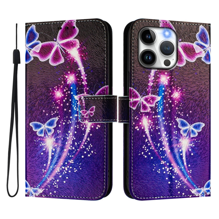 For iPhone 14 Pro Max Art Colored Drawing Pattern Leather Phone Case