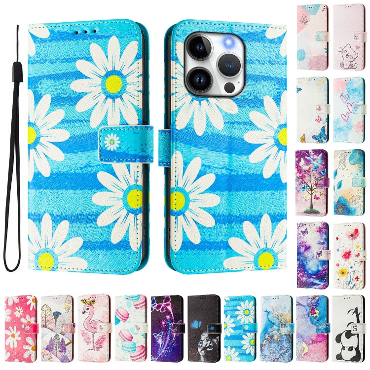 For iPhone 14 Pro Max Art Colored Drawing Pattern Leather Phone Case