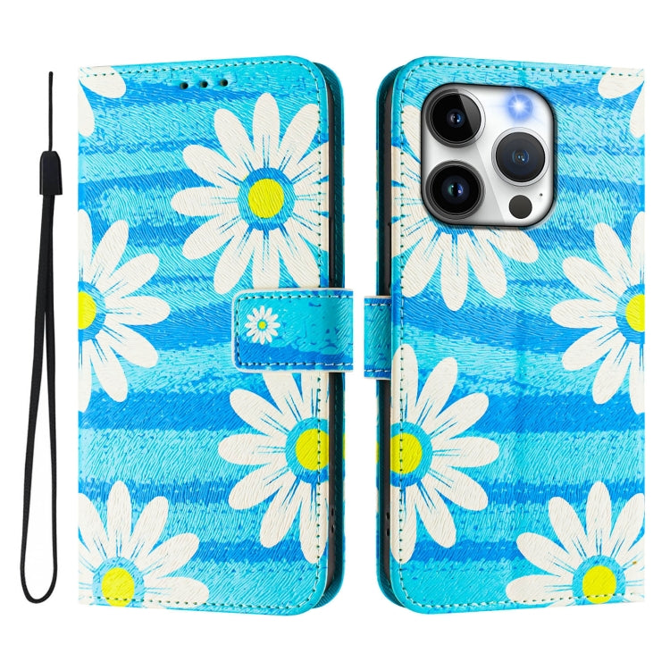 For iPhone 14 Pro Max Art Colored Drawing Pattern Leather Phone Case