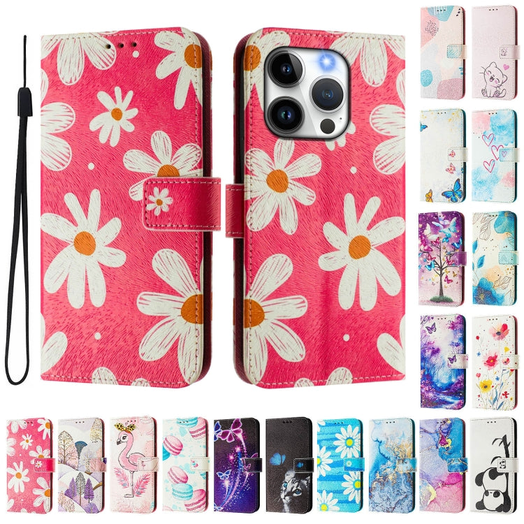 For iPhone 14 Pro Max Art Colored Drawing Pattern Leather Phone Case