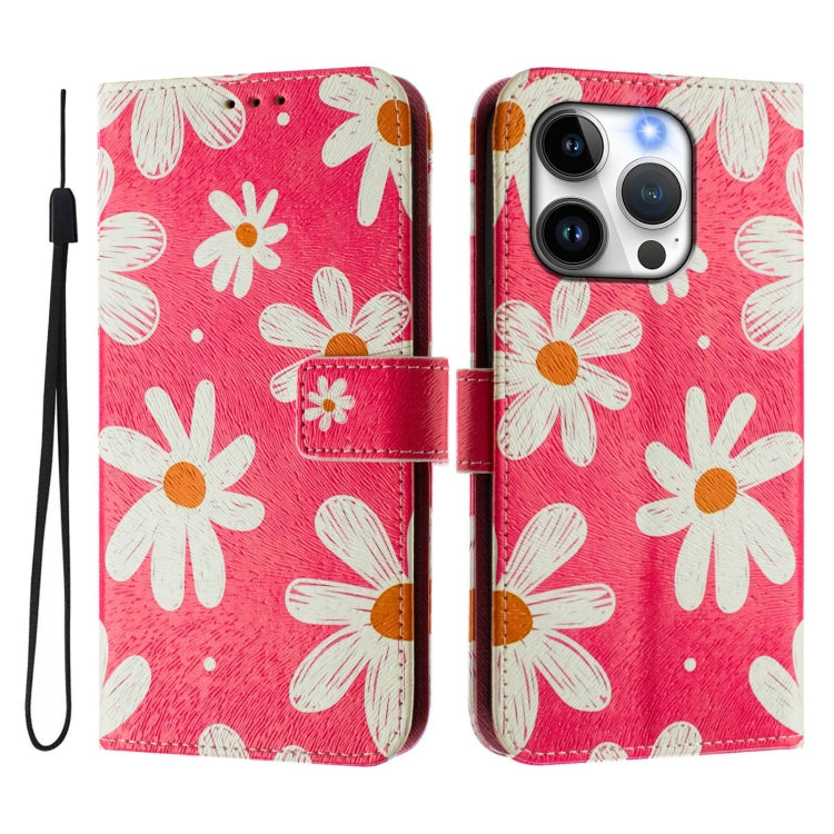 For iPhone 14 Pro Max Art Colored Drawing Pattern Leather Phone Case