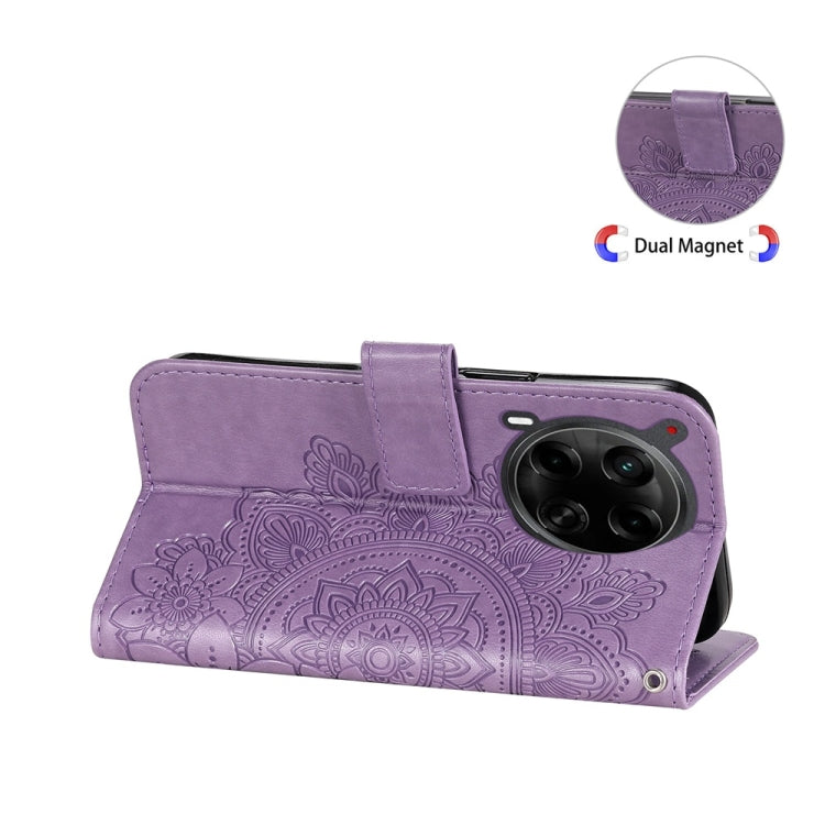 For Tecno Camon 30 4G / 5G Seven-petal Flowers Embossing Leather Phone Case