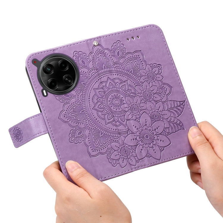 For Tecno Camon 30 4G / 5G Seven-petal Flowers Embossing Leather Phone Case