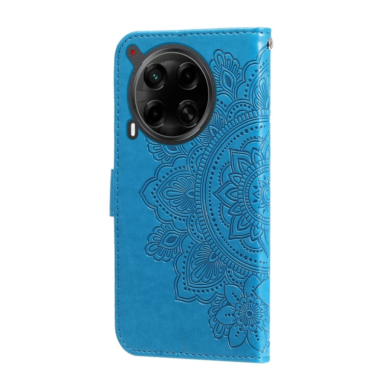 For Tecno Camon 30 4G / 5G Seven-petal Flowers Embossing Leather Phone Case