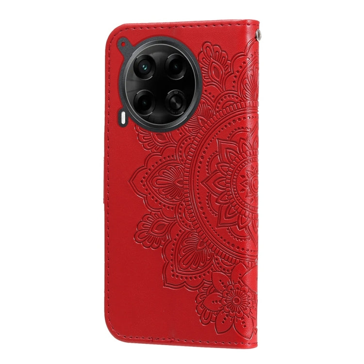 For Tecno Camon 30 4G / 5G Seven-petal Flowers Embossing Leather Phone Case