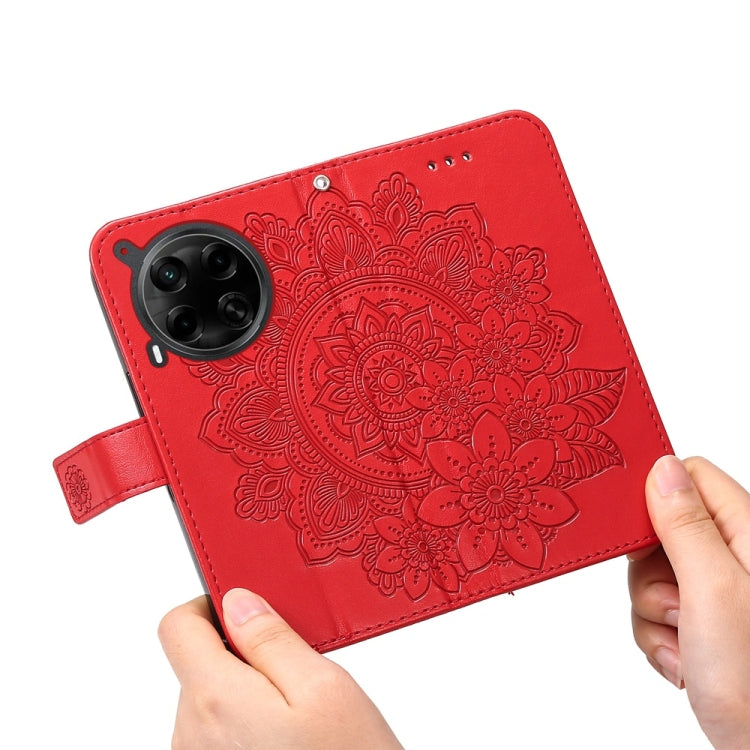For Tecno Camon 30 4G / 5G Seven-petal Flowers Embossing Leather Phone Case