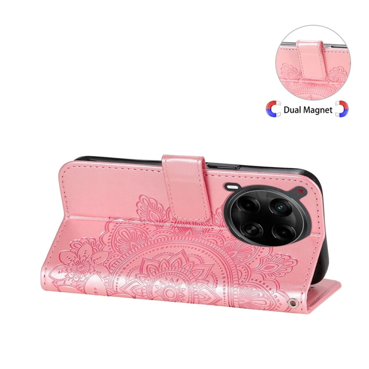 For Tecno Camon 30 4G / 5G Seven-petal Flowers Embossing Leather Phone Case