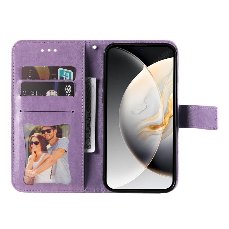 For Tecno Camon 30 Pro Seven-petal Flowers Embossing Leather Phone Case