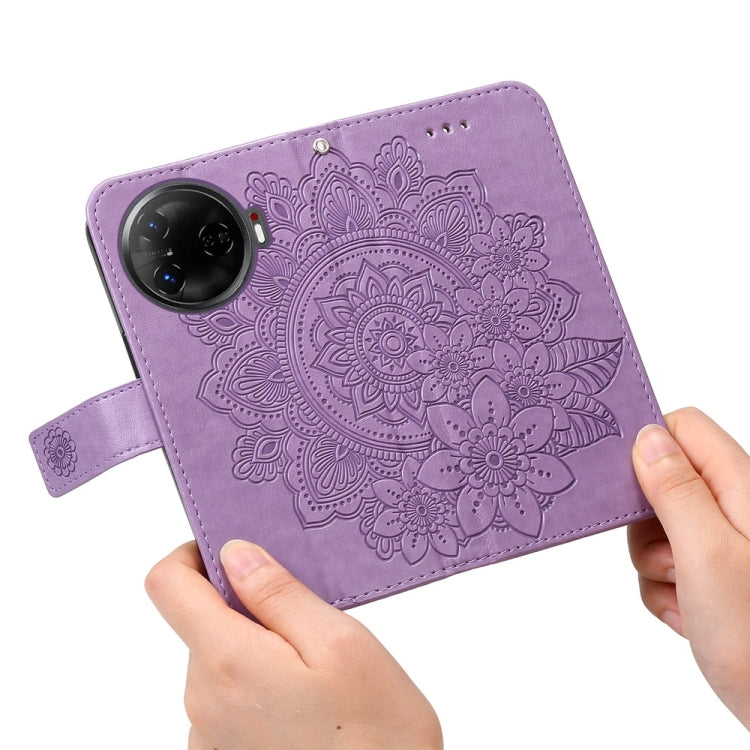 For Tecno Camon 30 Pro Seven-petal Flowers Embossing Leather Phone Case