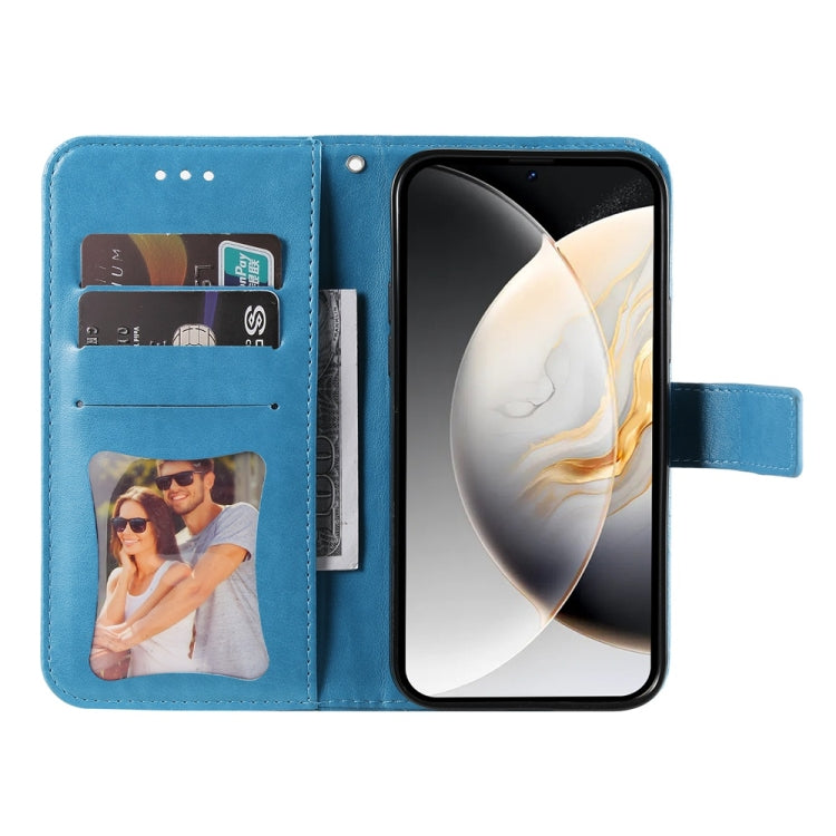 For Tecno Camon 30 Pro Seven-petal Flowers Embossing Leather Phone Case