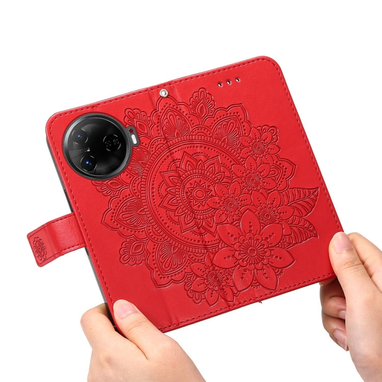 For Tecno Camon 30 Pro Seven-petal Flowers Embossing Leather Phone Case