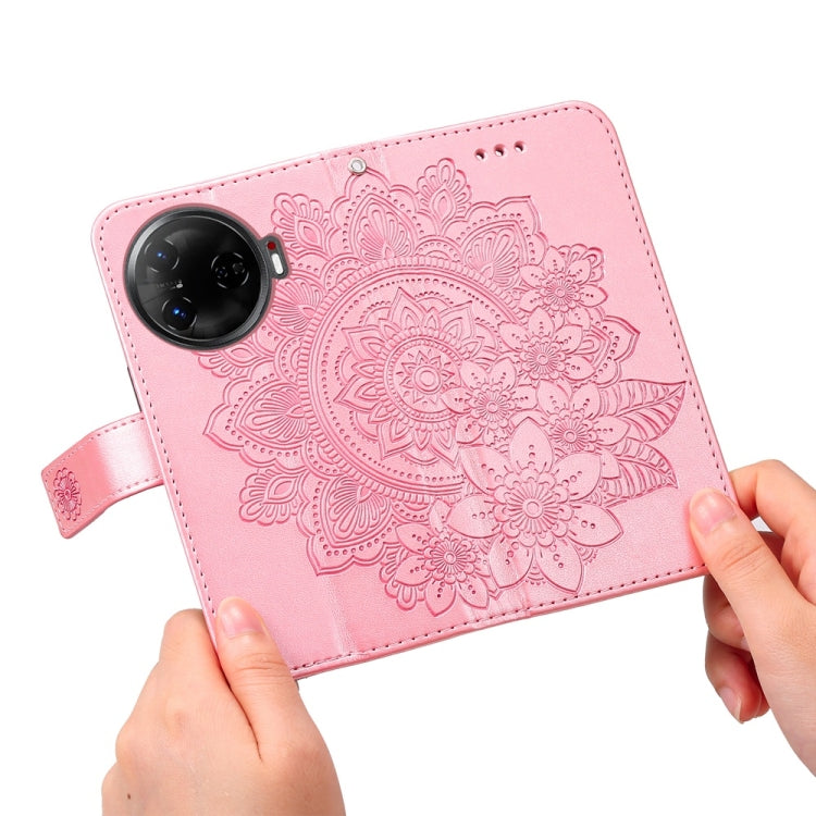 For Tecno Camon 30 Pro Seven-petal Flowers Embossing Leather Phone Case