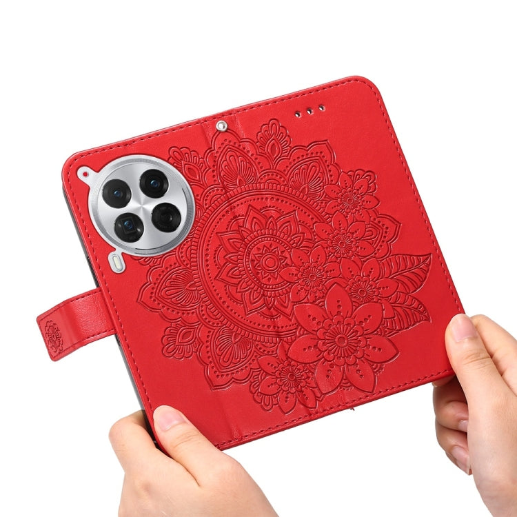 For Tecno Camon 30 Premier Seven-petal Flowers Embossing Leather Phone Case