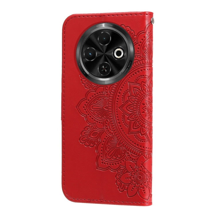 For Tecno Spark 30C Seven-petal Flowers Embossing Leather Phone Case