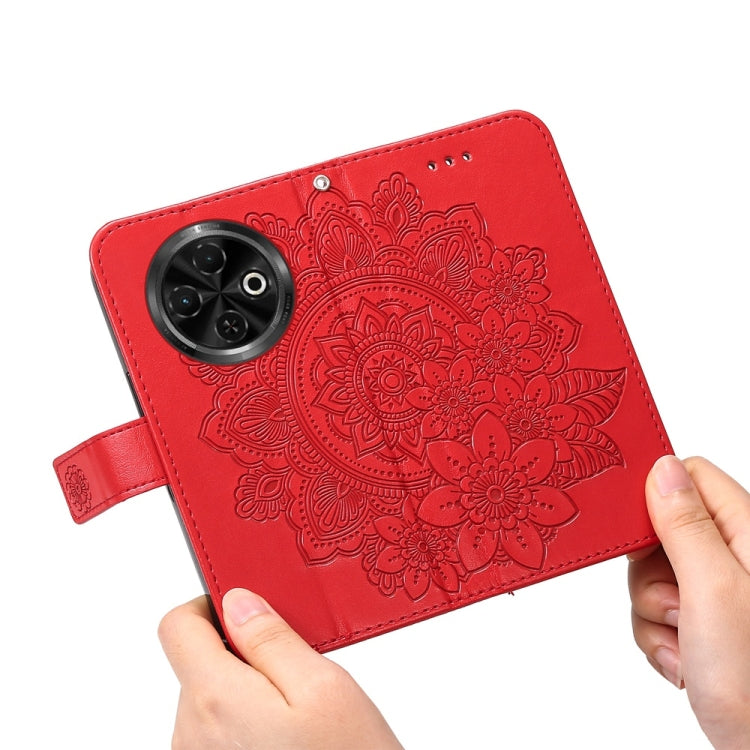 For Tecno Spark 30C Seven-petal Flowers Embossing Leather Phone Case