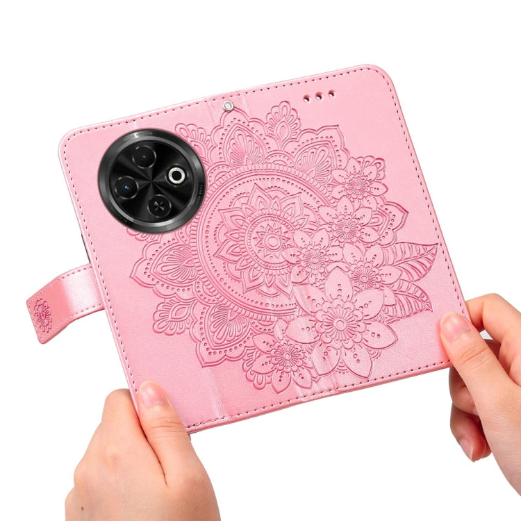 For Tecno Spark 30C Seven-petal Flowers Embossing Leather Phone Case