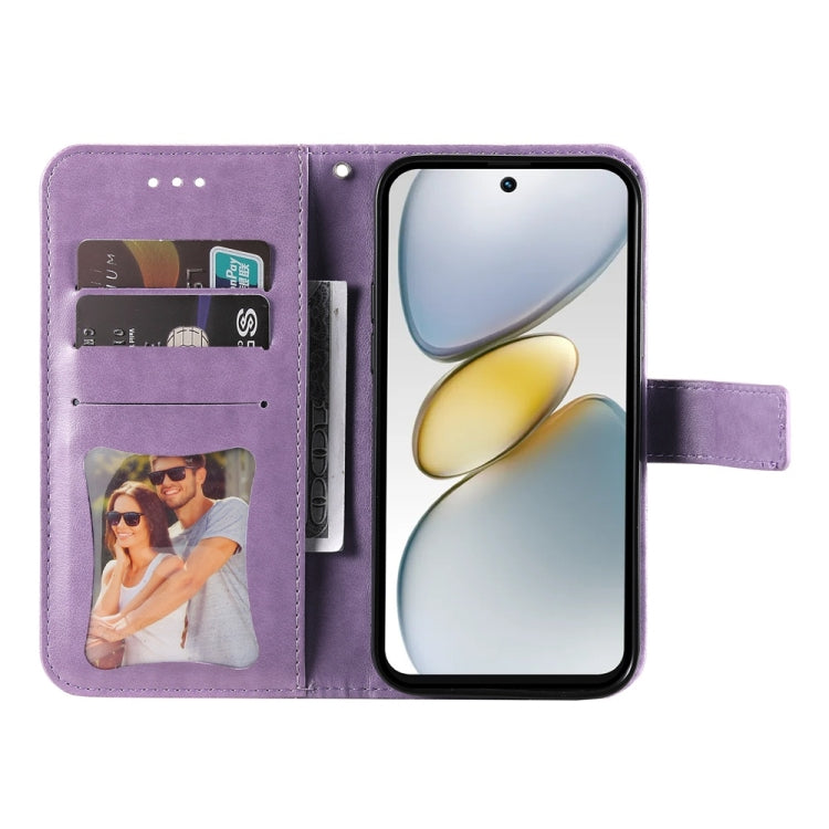 For Tecno Spark Go 1 / Pop 9 / Spark Go 2025 Seven-petal Flowers Embossing Leather Phone Case