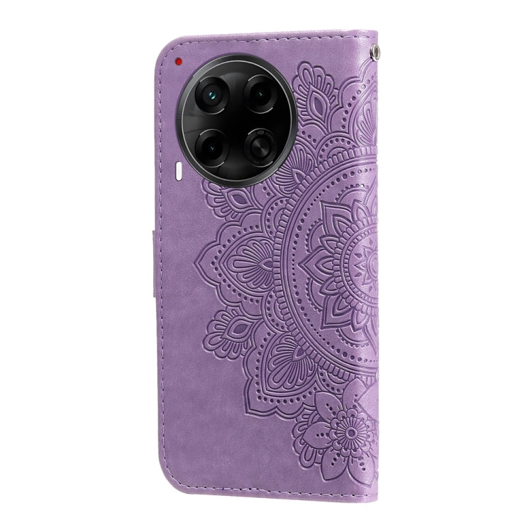 For Tecno Camon 30S / Camon 30S Pro Seven-petal Flowers Embossing Leather Phone Case