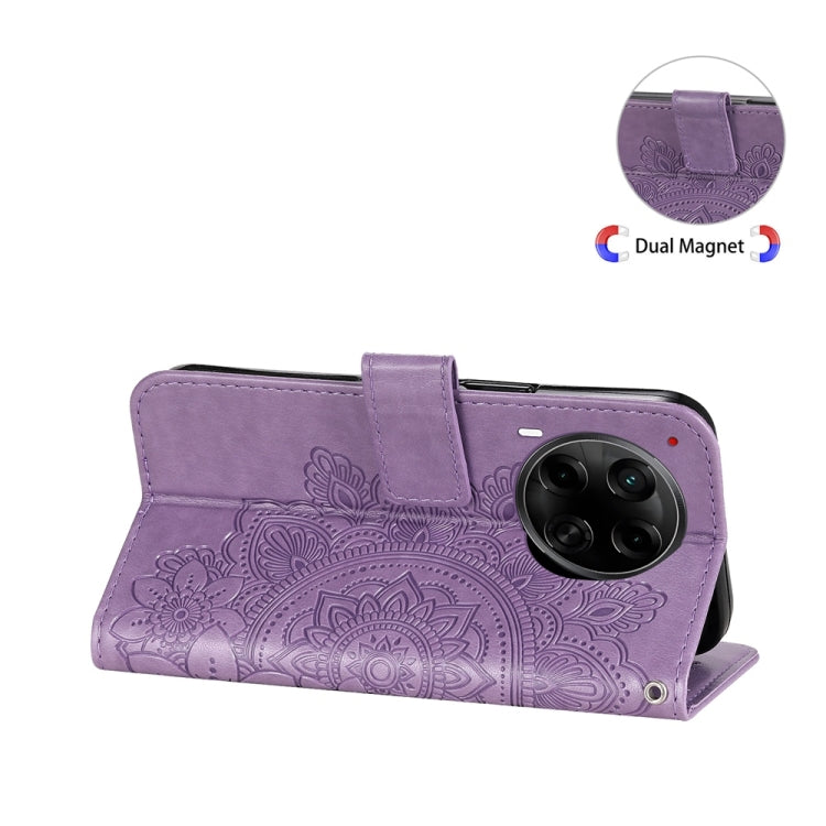 For Tecno Camon 30S / Camon 30S Pro Seven-petal Flowers Embossing Leather Phone Case
