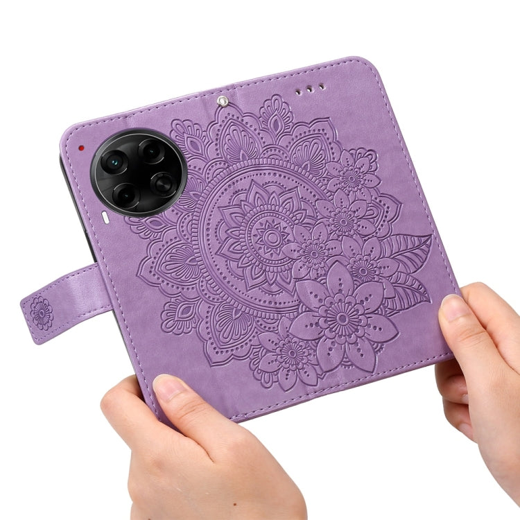 For Tecno Camon 30S / Camon 30S Pro Seven-petal Flowers Embossing Leather Phone Case