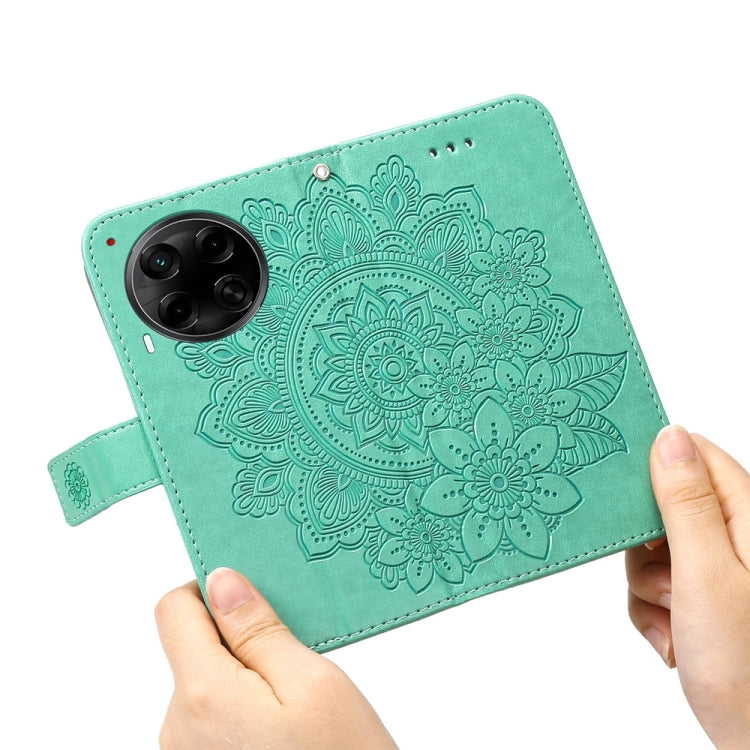 For Tecno Camon 30S / Camon 30S Pro Seven-petal Flowers Embossing Leather Phone Case