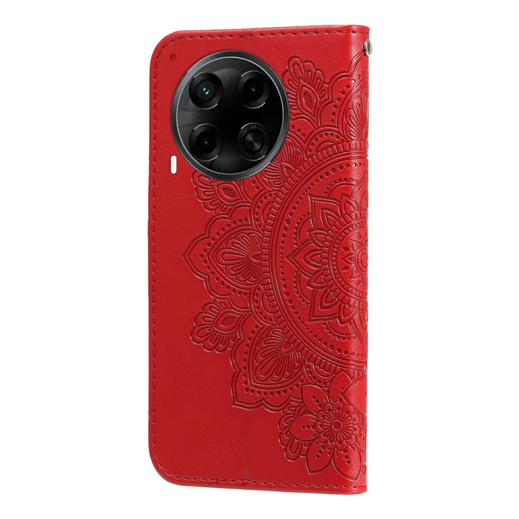 For Tecno Camon 30S / Camon 30S Pro Seven-petal Flowers Embossing Leather Phone Case