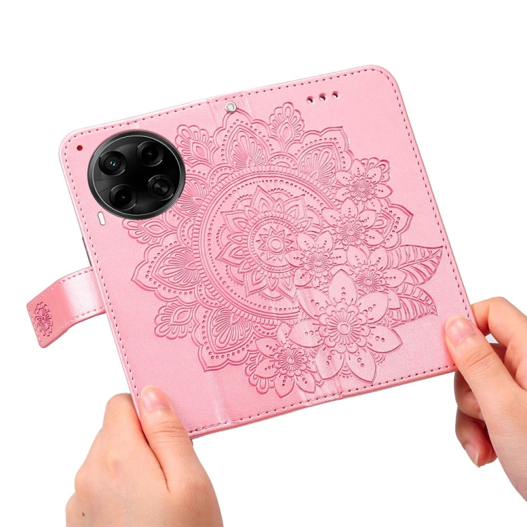 For Tecno Camon 30S / Camon 30S Pro Seven-petal Flowers Embossing Leather Phone Case