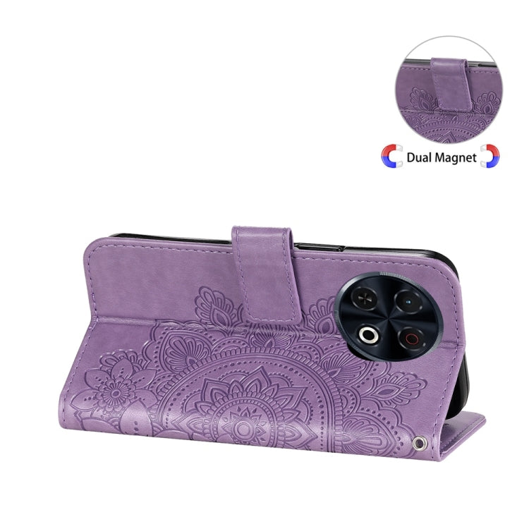 For Tecno Spark 30 Pro 4G Seven-petal Flowers Embossing Leather Phone Case