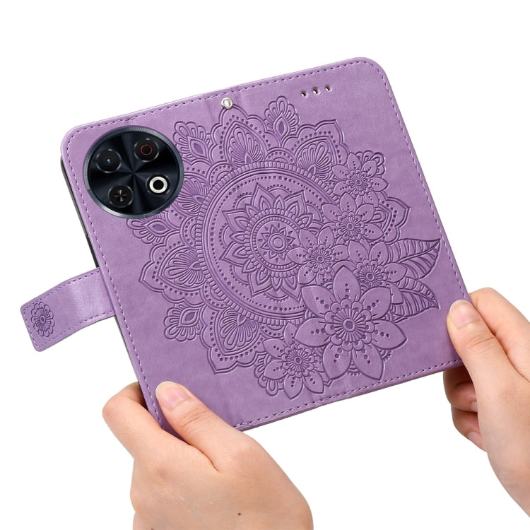 For Tecno Spark 30 Pro 4G Seven-petal Flowers Embossing Leather Phone Case
