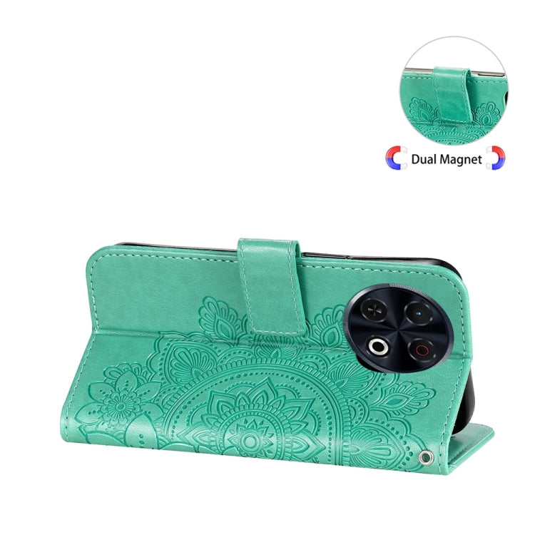 For Tecno Spark 30 Pro 4G Seven-petal Flowers Embossing Leather Phone Case