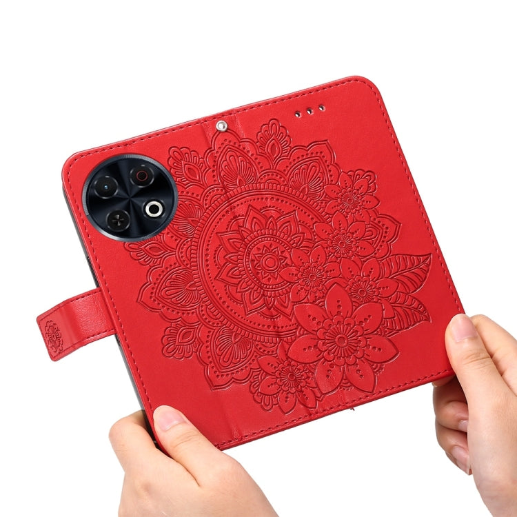 For Tecno Spark 30 Pro 4G Seven-petal Flowers Embossing Leather Phone Case